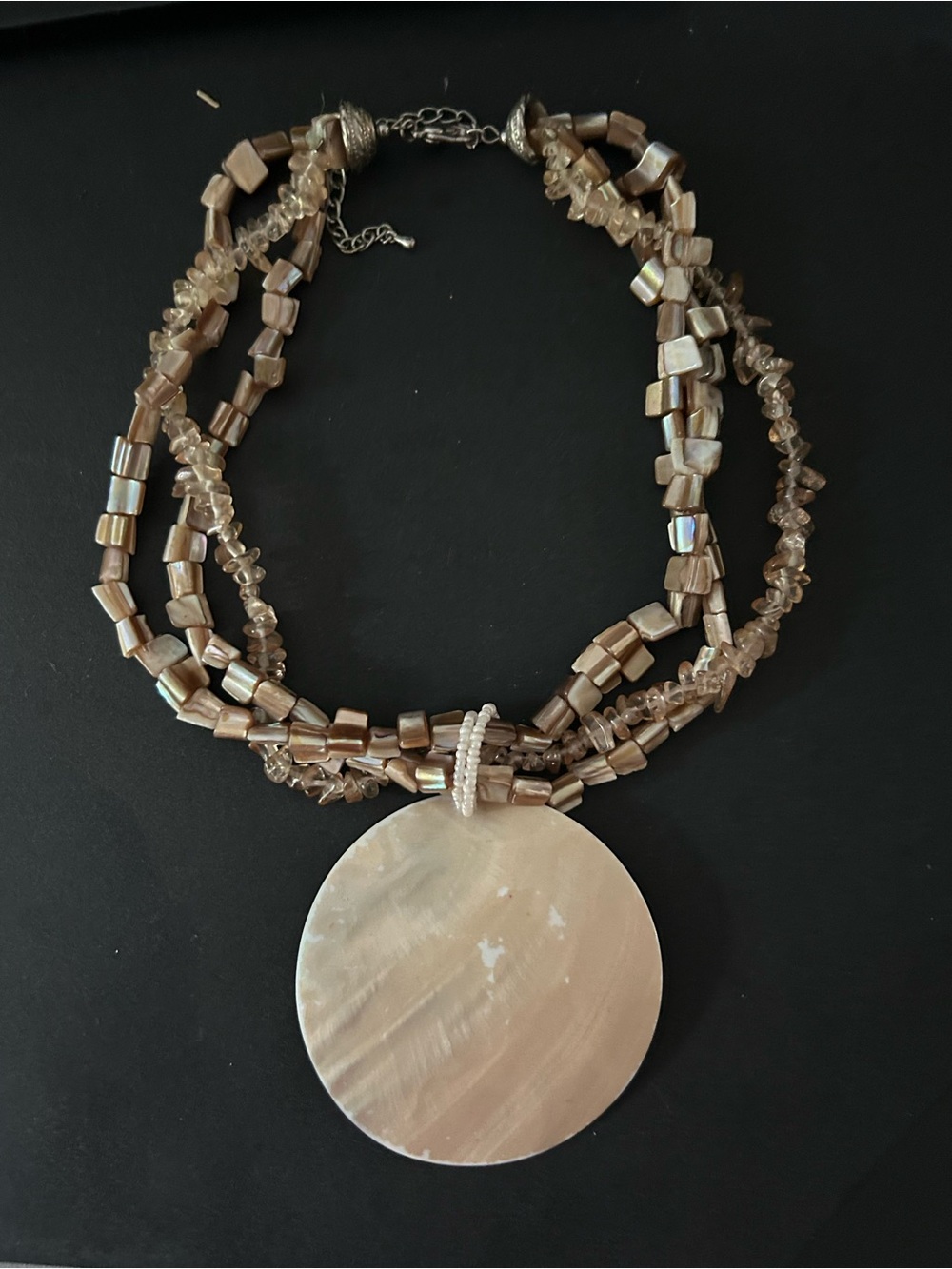 Brown Multi-Strand Shell Pendant Necklace - Women Jewelry